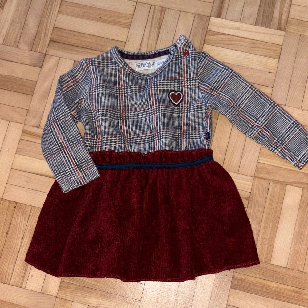 Charming Kids Plaid and Burgundy Dress